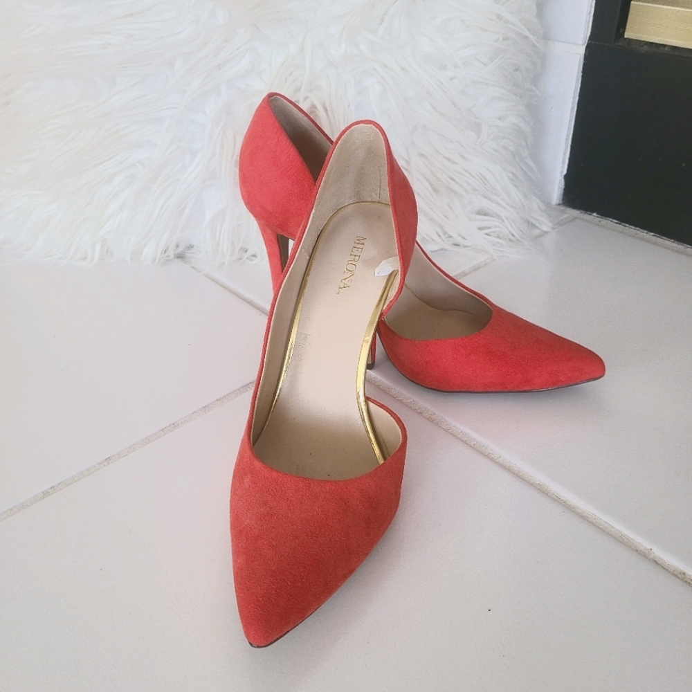 NWOT Coral Red D'Orsay Pumps